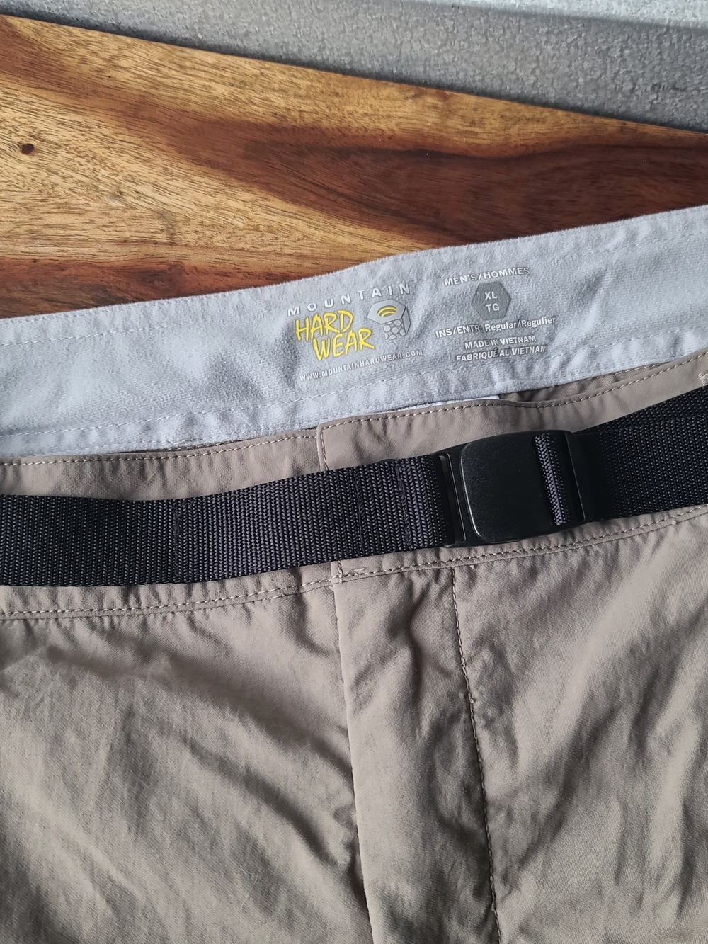 Mountain Hardwear Men's Tan Chinos with Integrated Black Webbing Belt